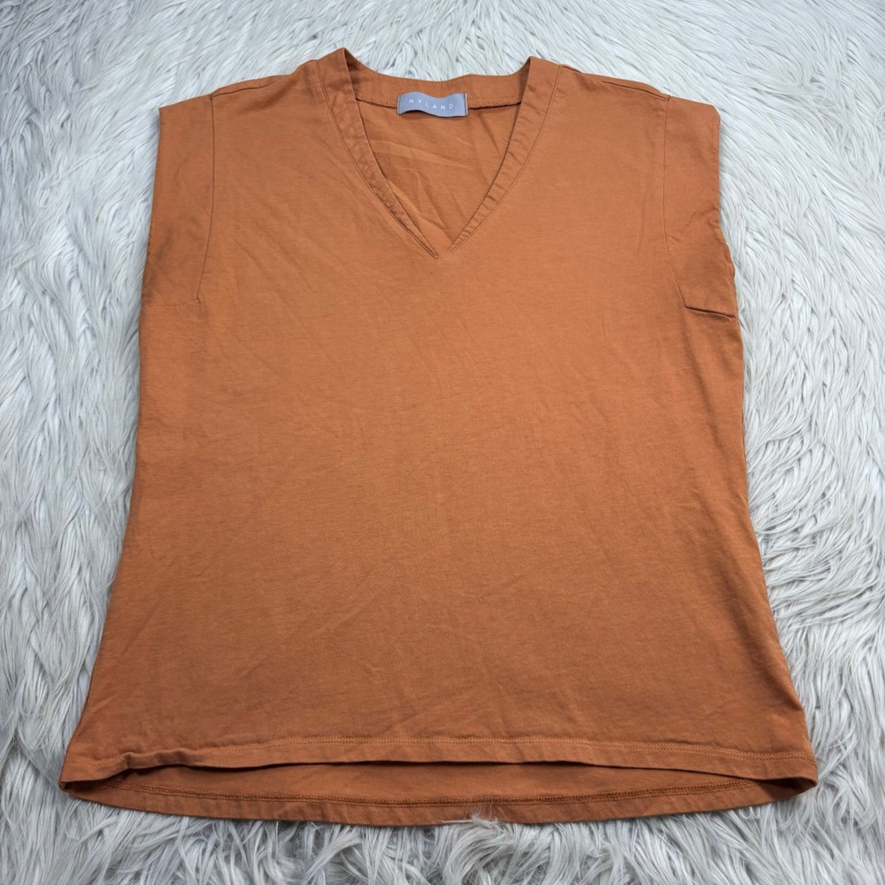 Nyland Women's S Orange V-Neck Muscle Tee Cotton Viscose Quality Basic